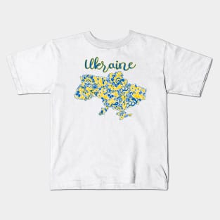 Folkloric pattern map of Ukraine typography Kids T-Shirt